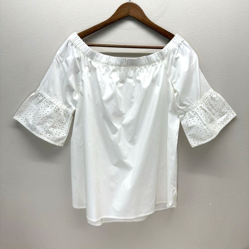 Motherhood Maternity Off The Shoulder Eyelet Top Size M White Office Cotton